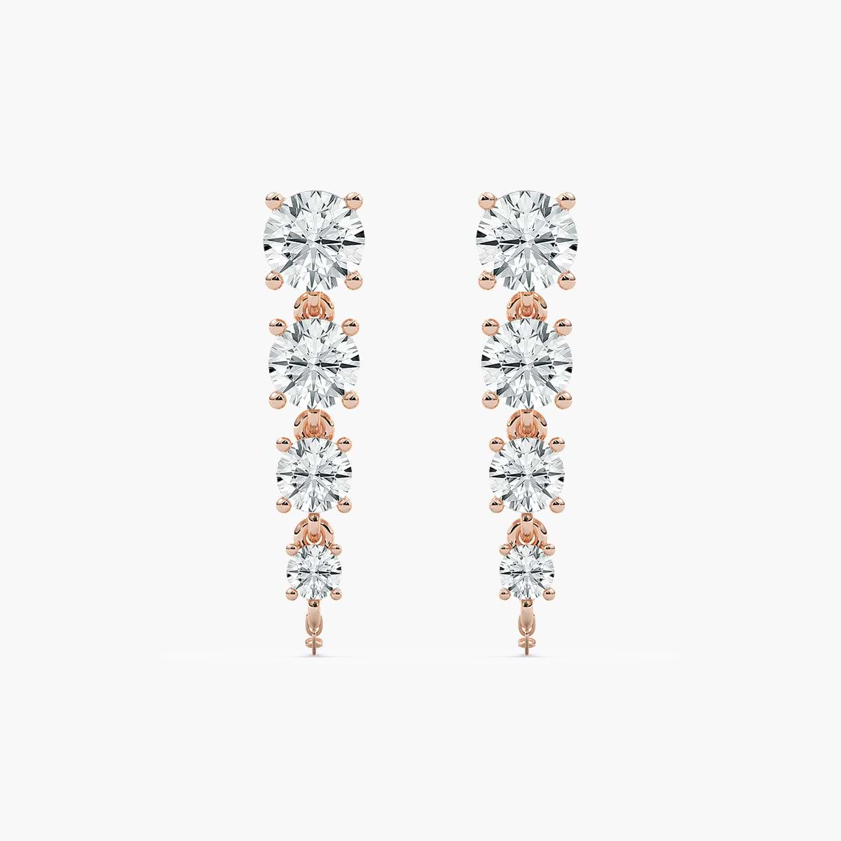 Graduated Round Lab Grown Diamond Dangler Earrings