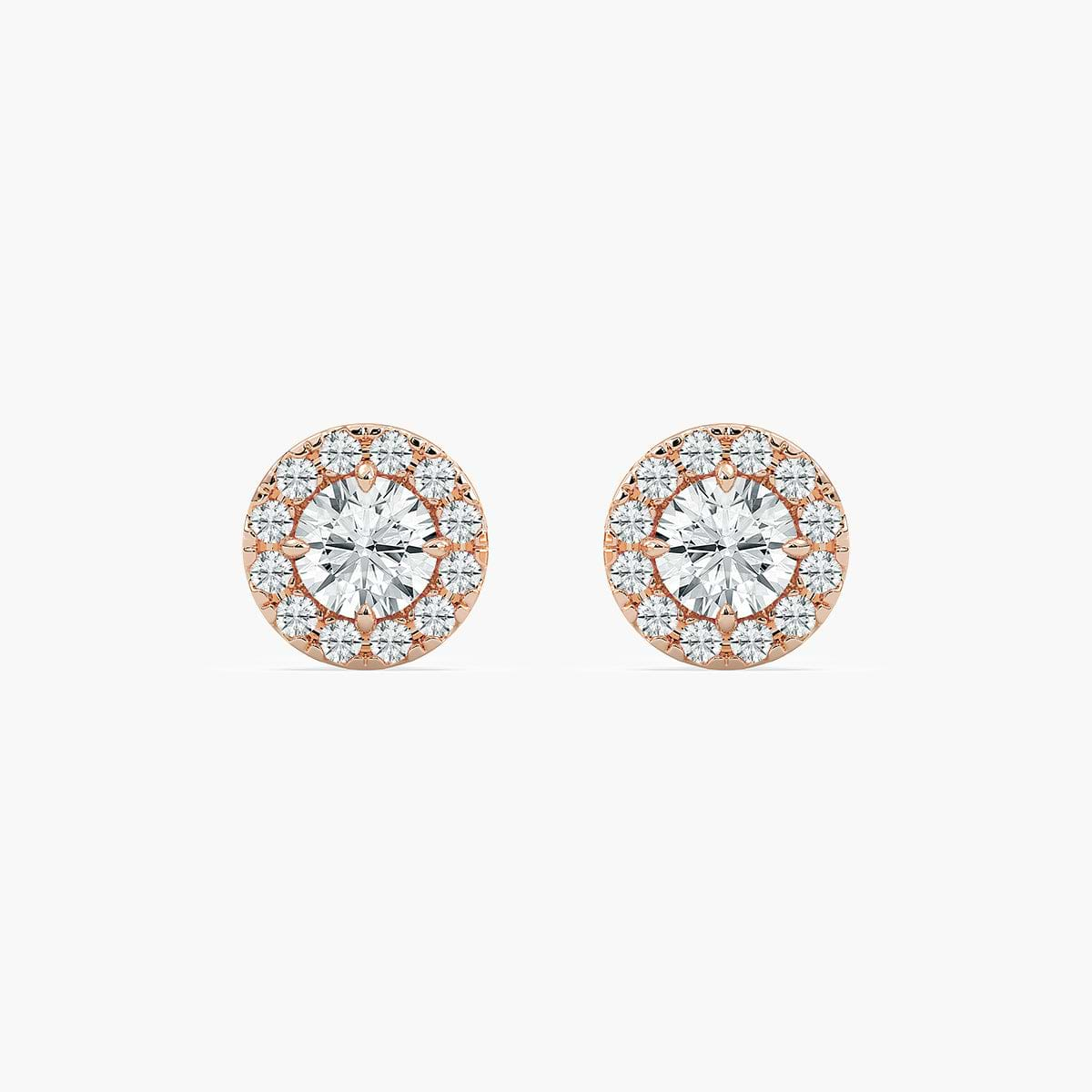 Round Lab Grown Diamond Halo Stud Earrings