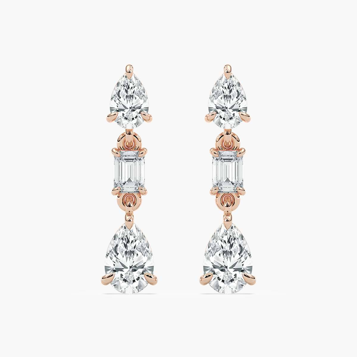 Pear and Emerald Lab Grown Diamond Dangler Earrings