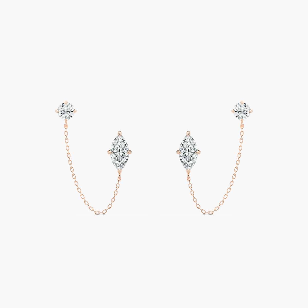 Round and Marquise Lab-Grown Diamond Chain Earrings
