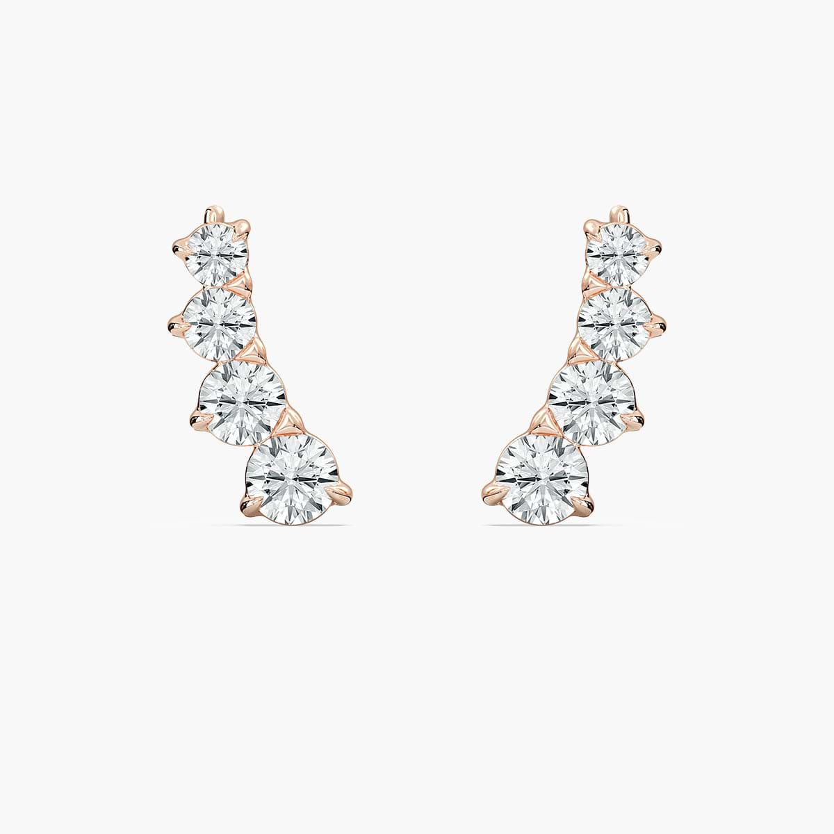 Round Lab Grown Diamond Ear Climbers