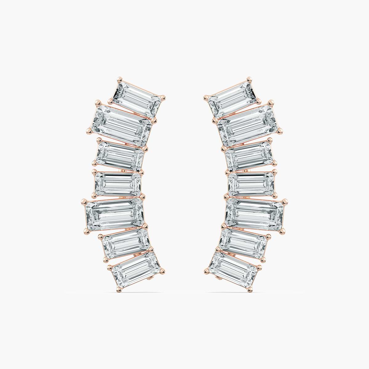 Baguette Lab-Grown Diamond Climber Earrings