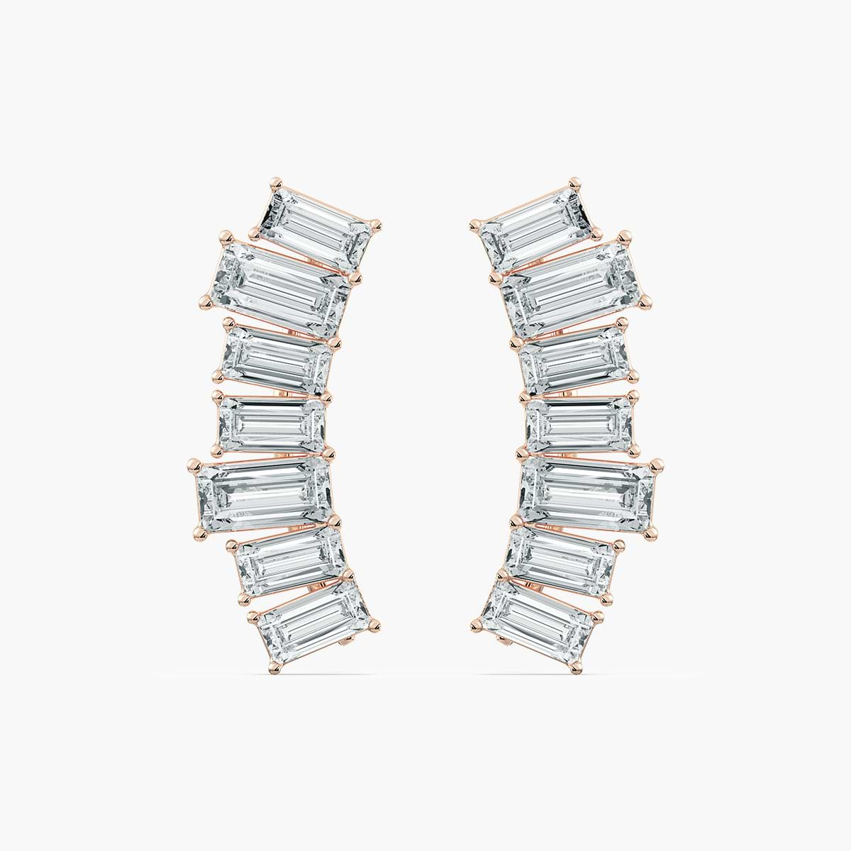 Baguette Lab-Grown Diamond Climber Earrings