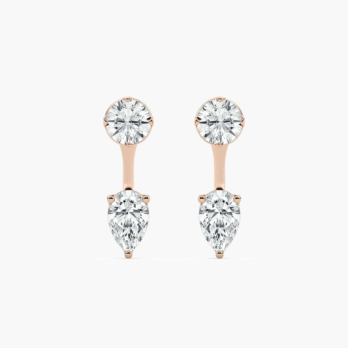 Round and Pear Lab-Diamond Earring Jackets