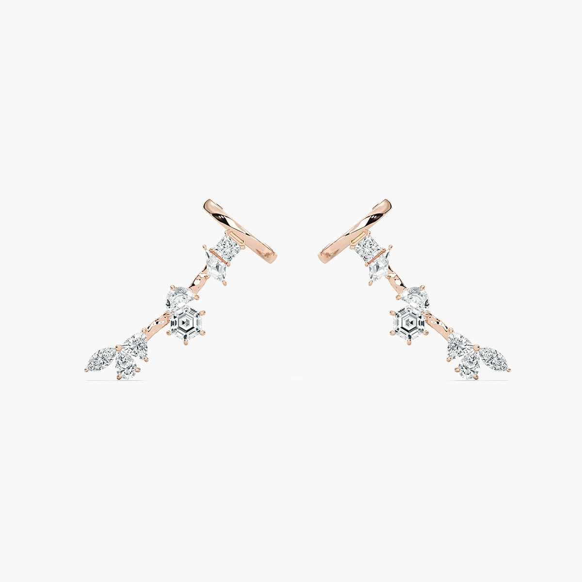 Mixed Shape Lab Grown Diamond Cuff Earrings