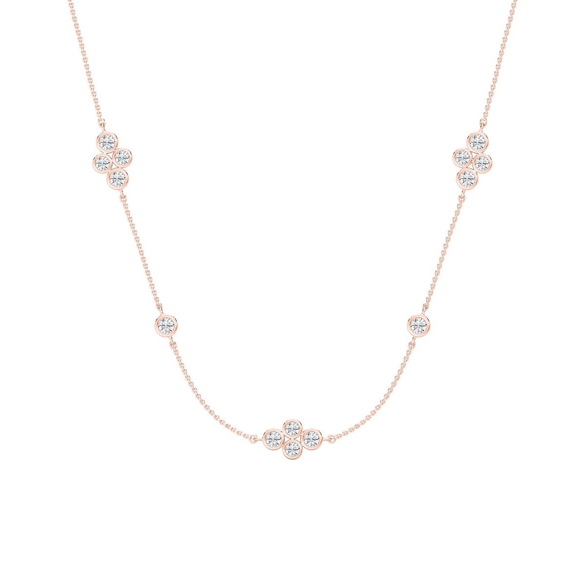 1 1/2 ctw Round Lab Grown Diamond Station Necklace - 18 Inches