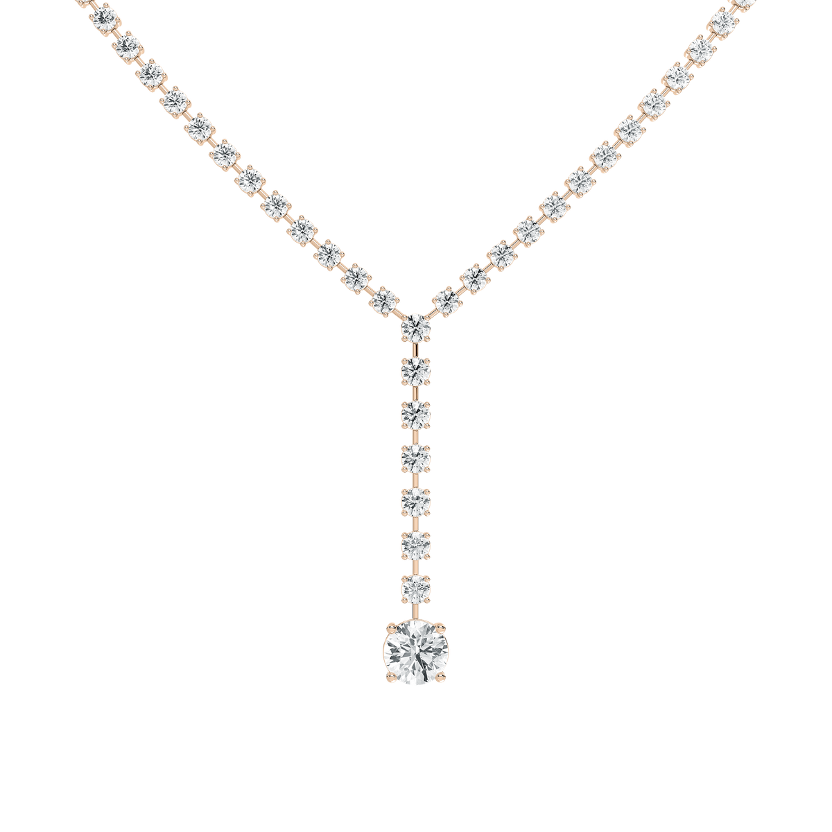 Diamond Tennis Necklace with Solitaire Drop