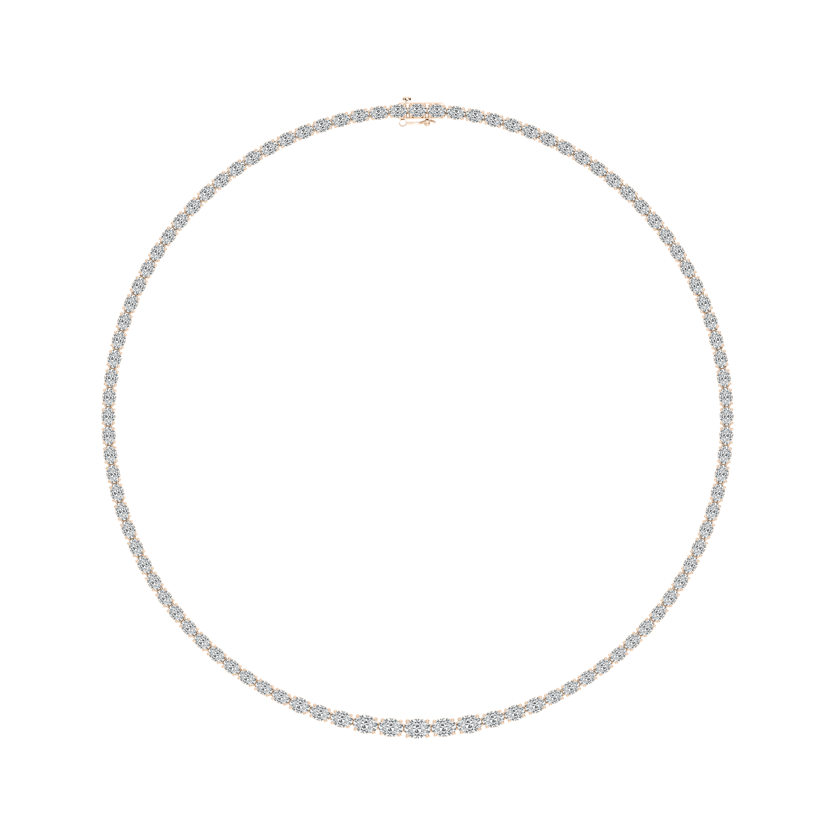 Oval East-West Diamond Tennis Necklace