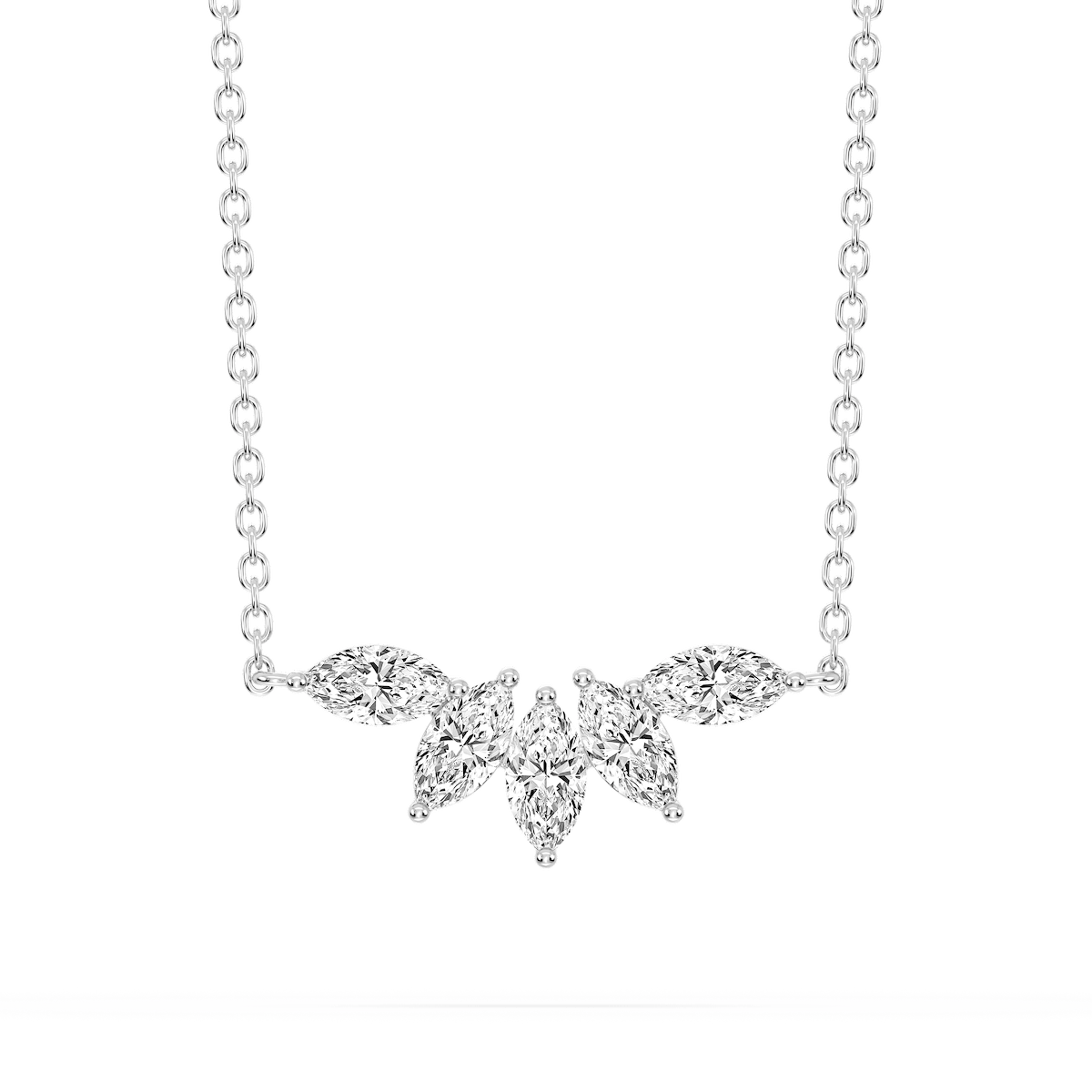 3/4 ctw Marquise Lab Grown Diamond Five-Stone Necklace - 16 to 18 Inches