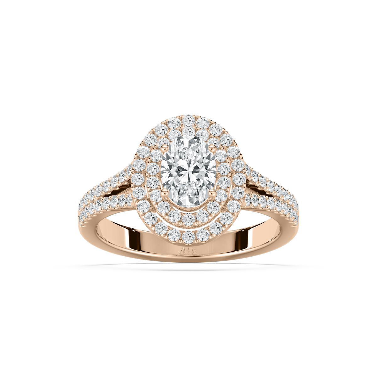 Stella 1 ²⁄₅ ctw Oval Lab Grown Diamond Split Shank Double Halo Engagement Ring