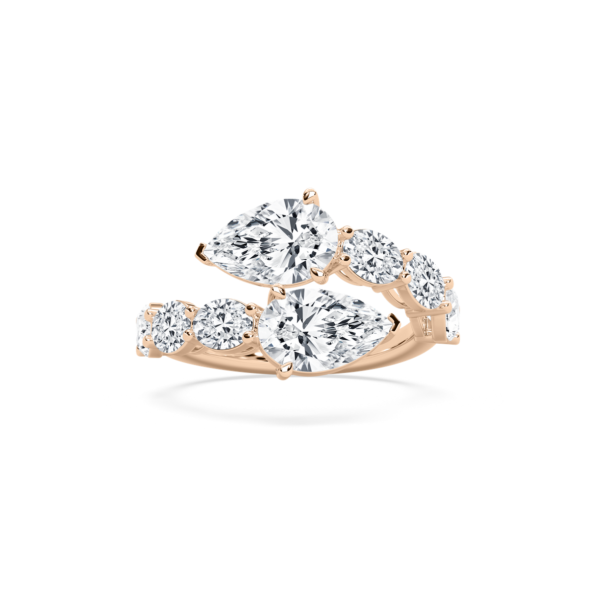 Pear Bypass Ring in Rose Gold