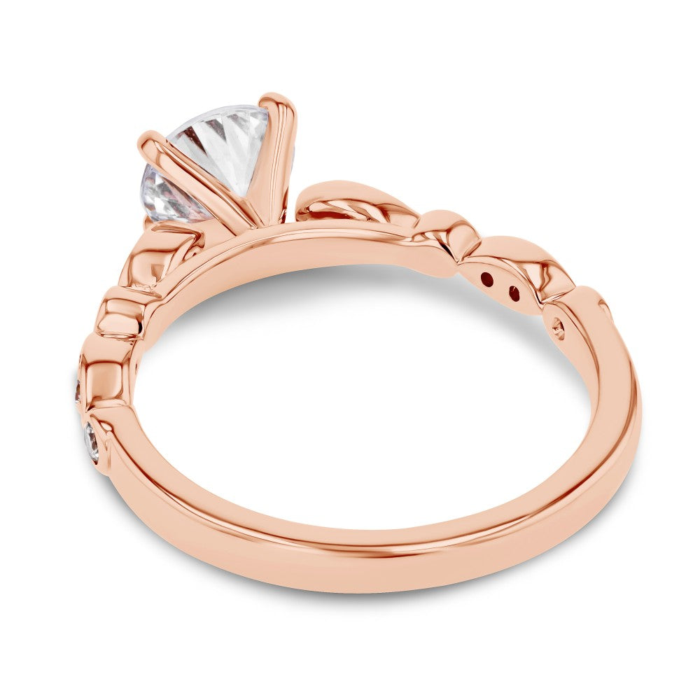 Shown here with a 1.0ct Round Cut Lab Grown Diamond center stone in 14K Rose Gold