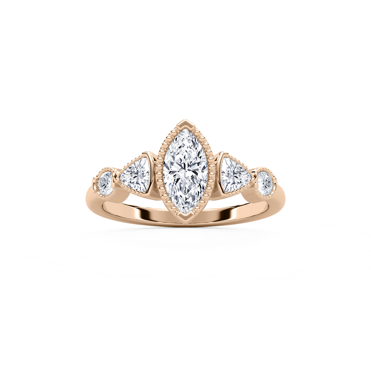 Quinn Petite Marquise Engagement Ring in Rose Gold