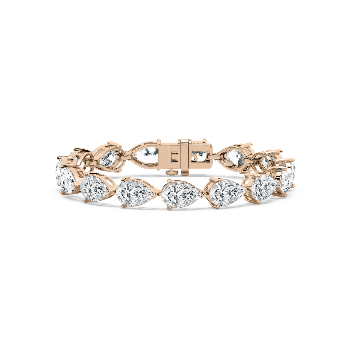 Regal Pear Tennis Bracelet in 14K Rose Gold