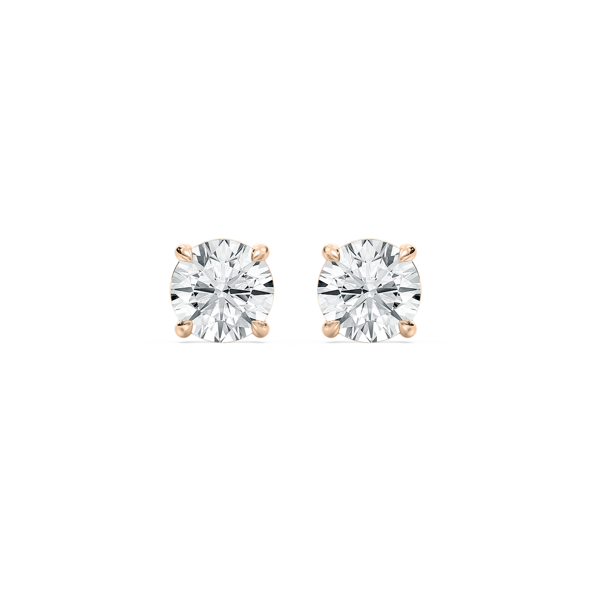 Round-Cut Basket Stud Earrings in Rose Gold