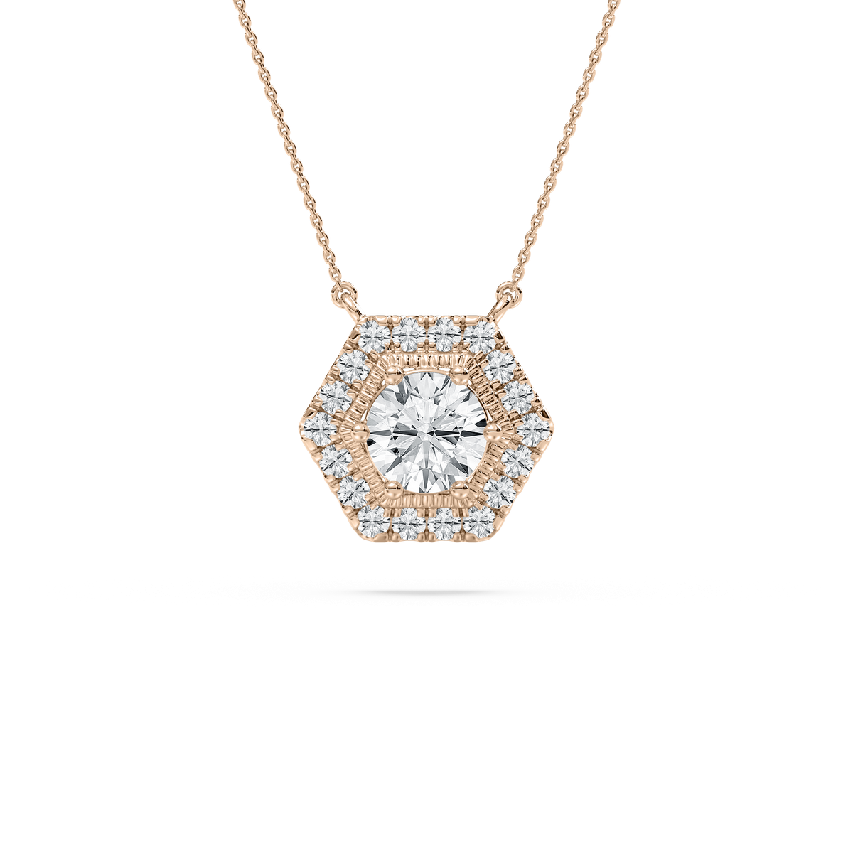 Round Solitaire Accent Necklace in Rose Gold