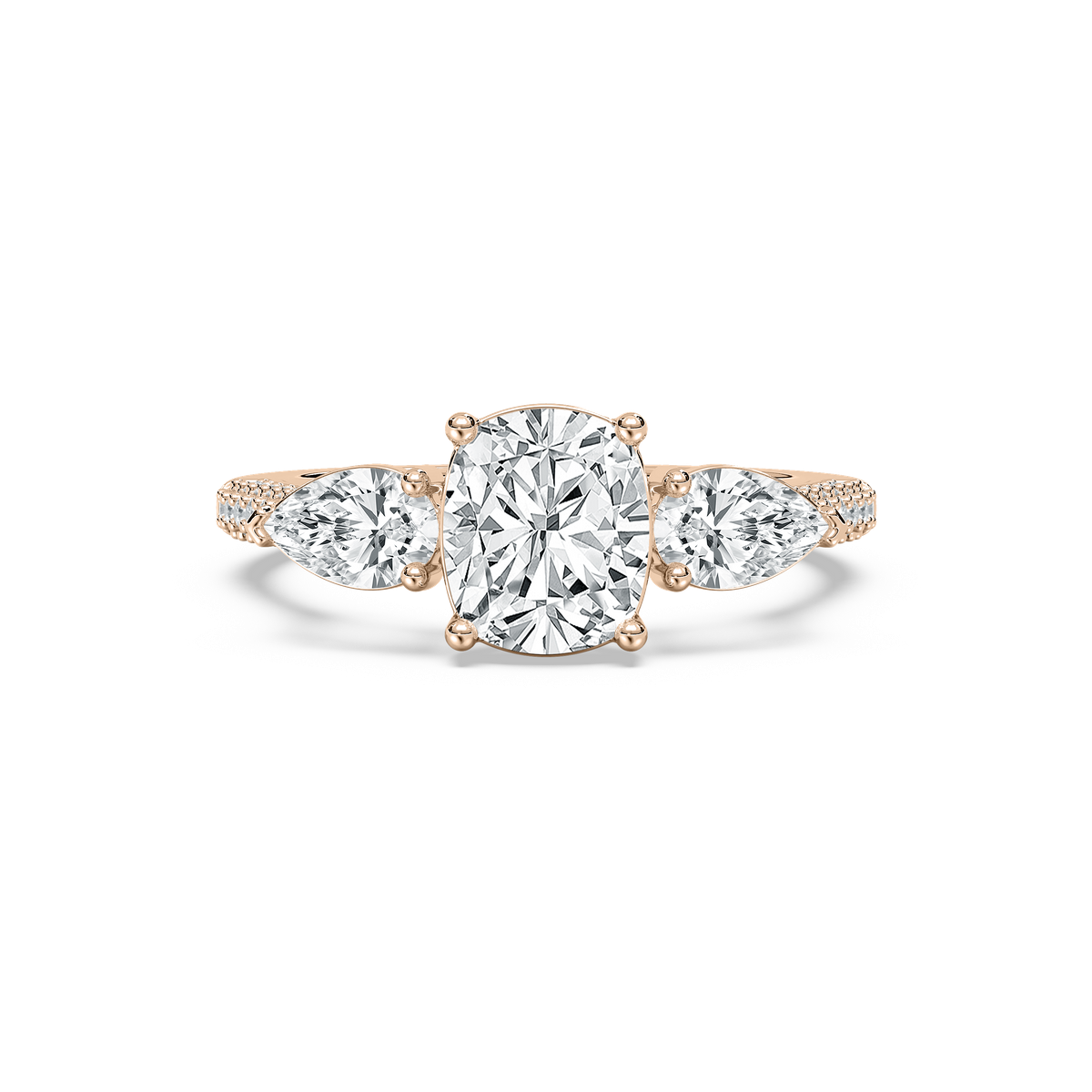 Ryan Three Stone Engagement Ring in Rose Gold