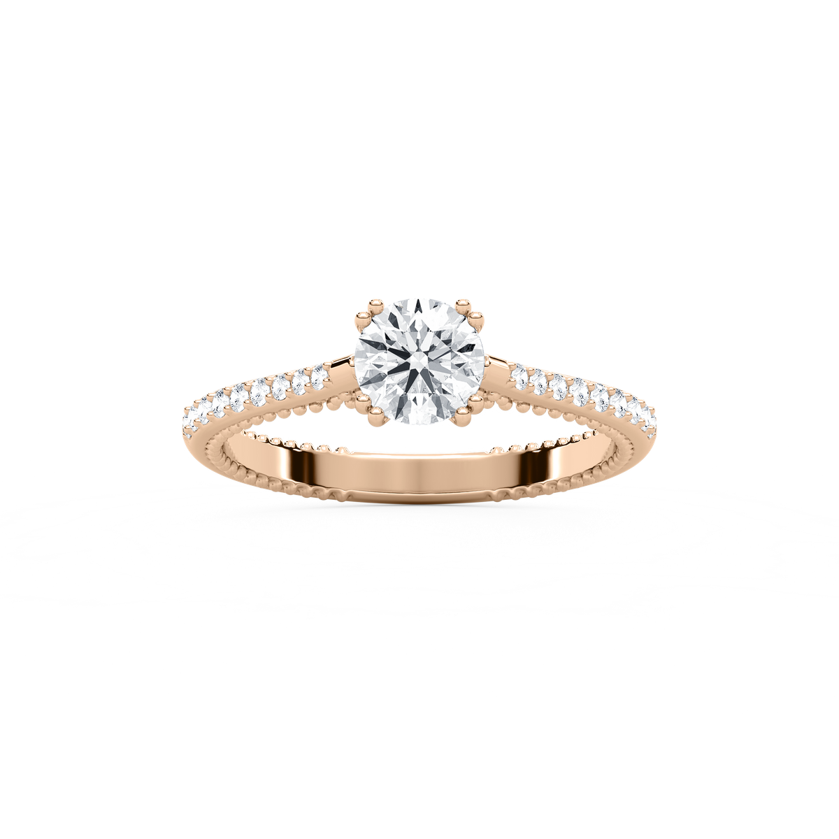 Selah Petite Round Engagement Ring in 14K Rose Gold