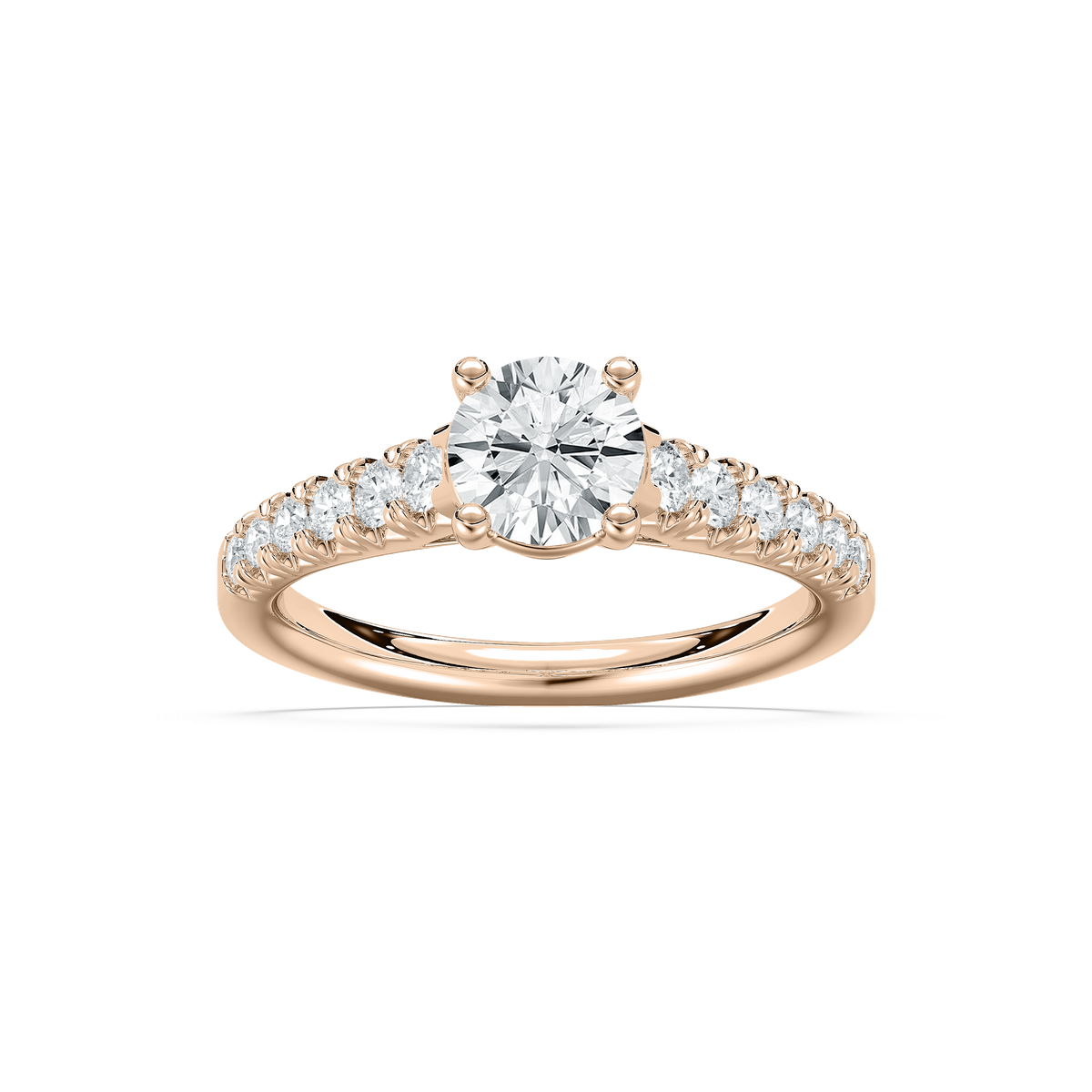 Sidestone Engagement Ring in Rose Gold