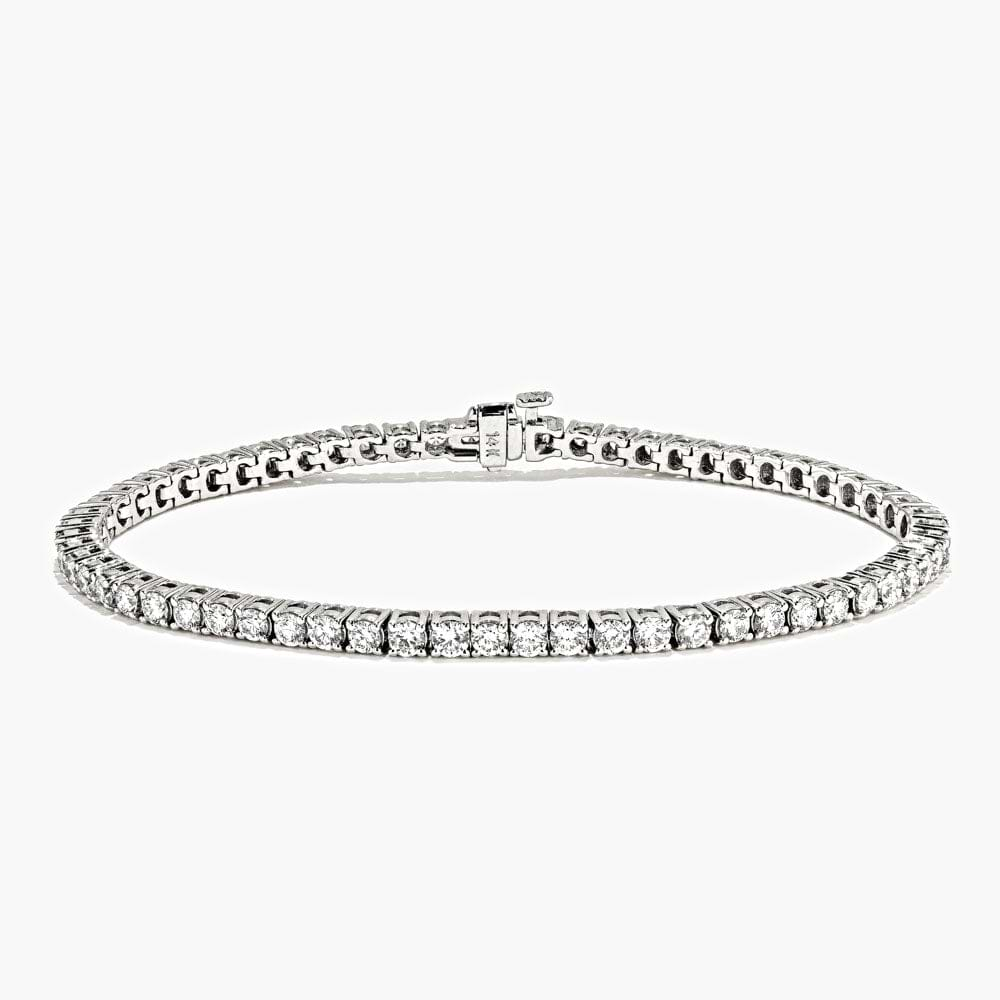 Shown in 14K White Gold|lab grown diamond tennis bracelet set in 14k white gold recycled metal by MiaDonna