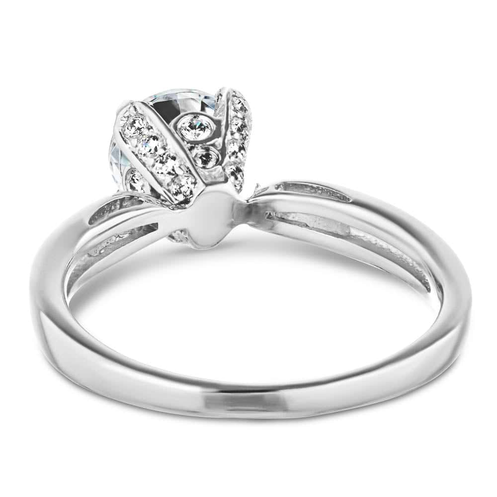 Winter Rose Engagement Ring shown with a 1.50ct round cut Lab-Grown Diamond in 14K white gold| Winter Rose Engagement Ring 1.50ct round cut Lab-Grown Diamond 14K white gold