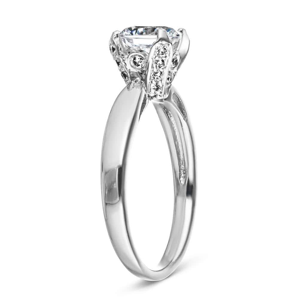 Winter Rose Engagement Ring shown with a 1.50ct round cut Lab-Grown Diamond in 14K white gold| Winter Rose Engagement Ring 1.50ct round cut Lab-Grown Diamond 14K white gold