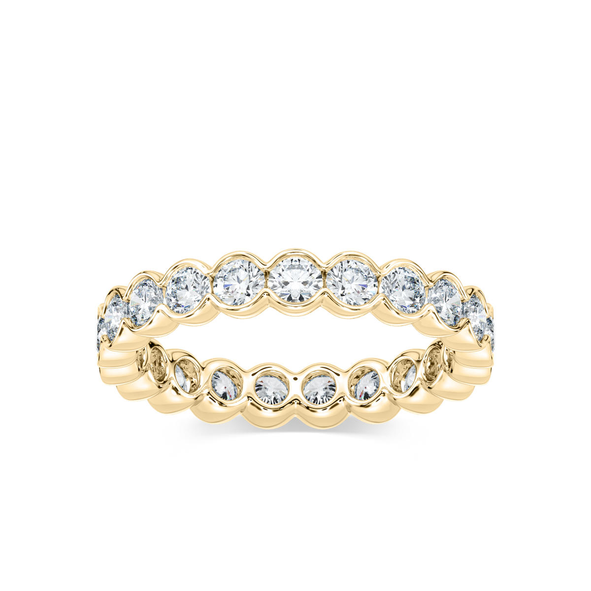 Round Lab Grown Diamond Half Bezel Eternity Band