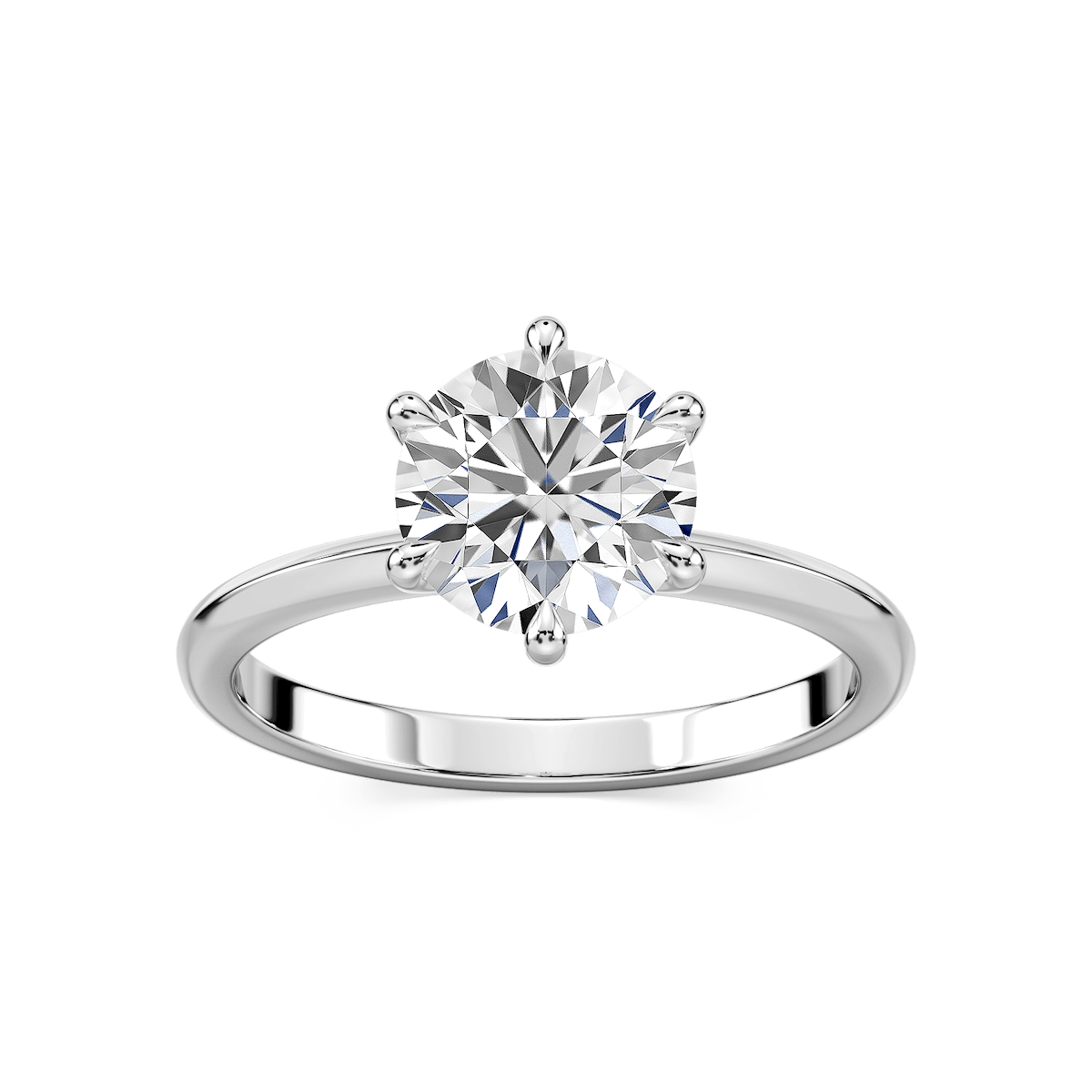 Alma Round Lab Grown Diamond Knife Edge Solitaire Engagement Ring
