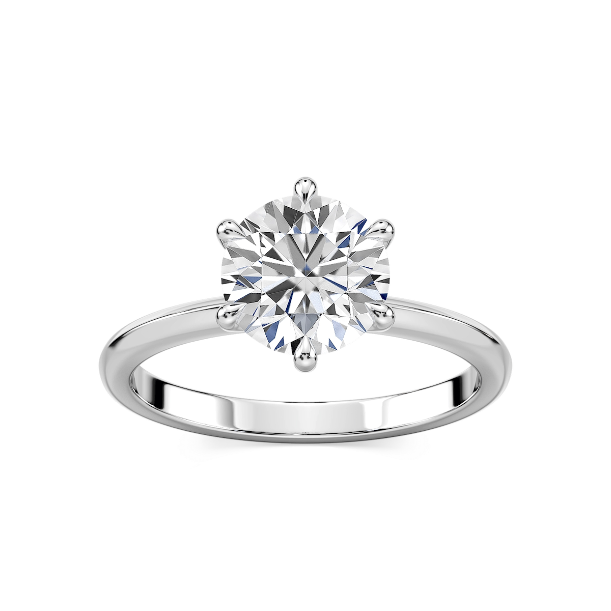 Alma Round Lab Grown Diamond Knife Edge Solitaire Engagement Ring