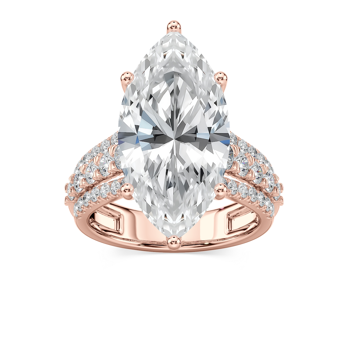 Amanda 11 ¼ ctw Marquise Lab Grown Diamond Triple Row Side Stone Engagement Ring - Signature Collection