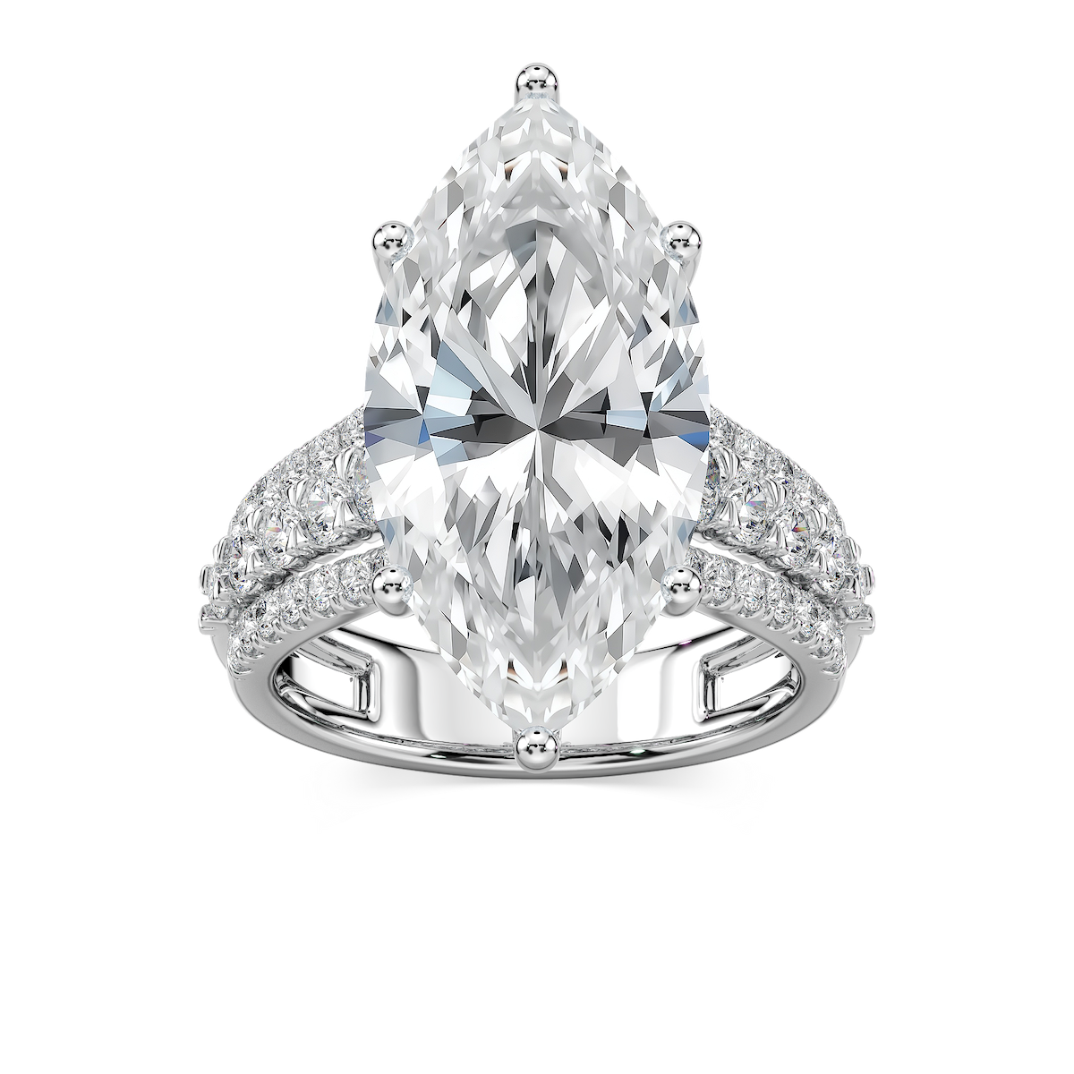 Amanda 11 ¼ ctw Marquise Lab Grown Diamond Triple Row Side Stone Engagement Ring - Signature Collection