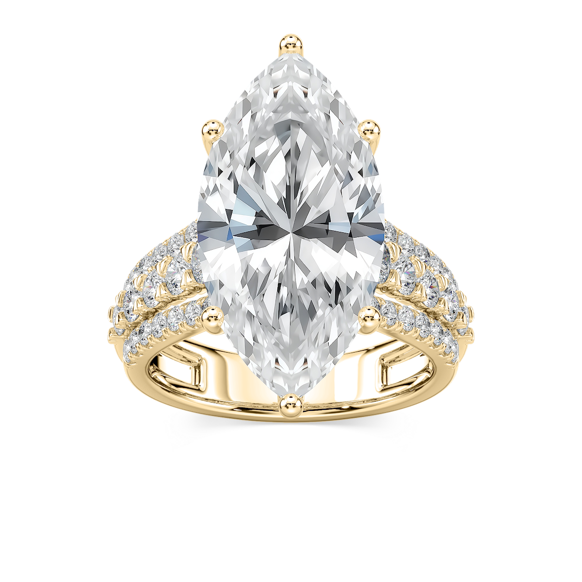 Amanda 11 ¼ ctw Marquise Lab Grown Diamond Triple Row Side Stone Engagement Ring - Signature Collection