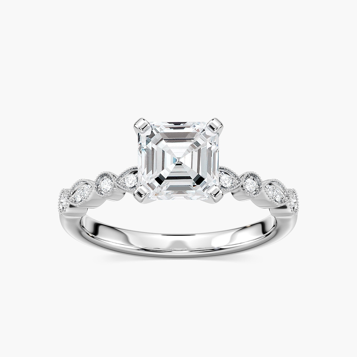 Amore Vintage Engagement Ring - Asscher Cut 1.76ct Lab Grown Diamond (RTS)