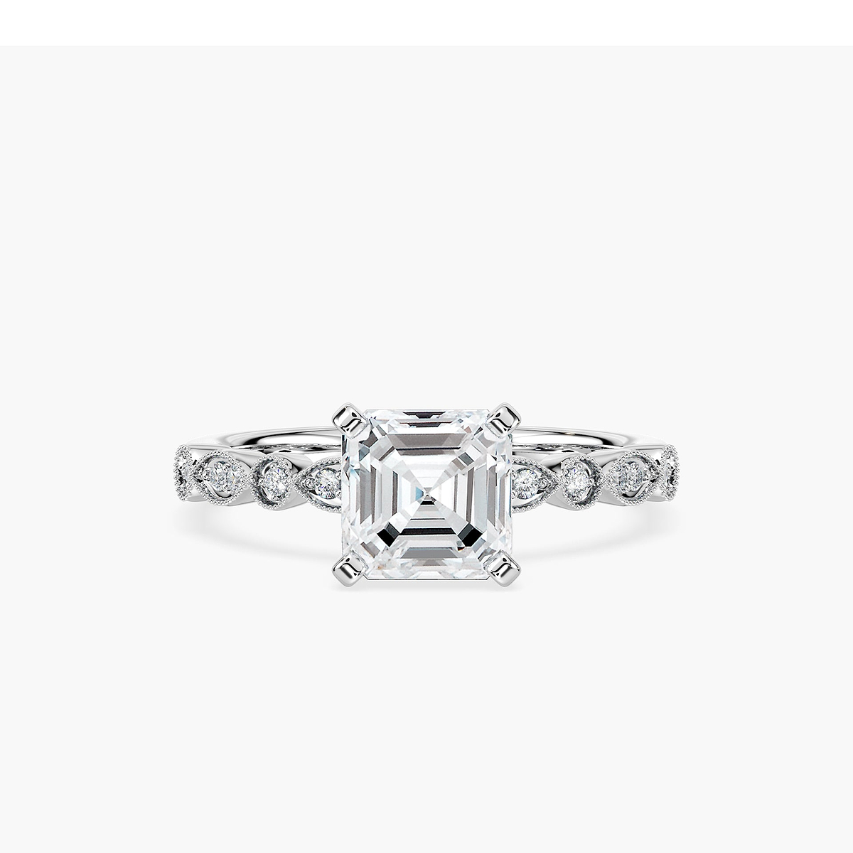 Amore Vintage Engagement Ring - Asscher Cut 1.76ct Lab Grown Diamond (RTS)