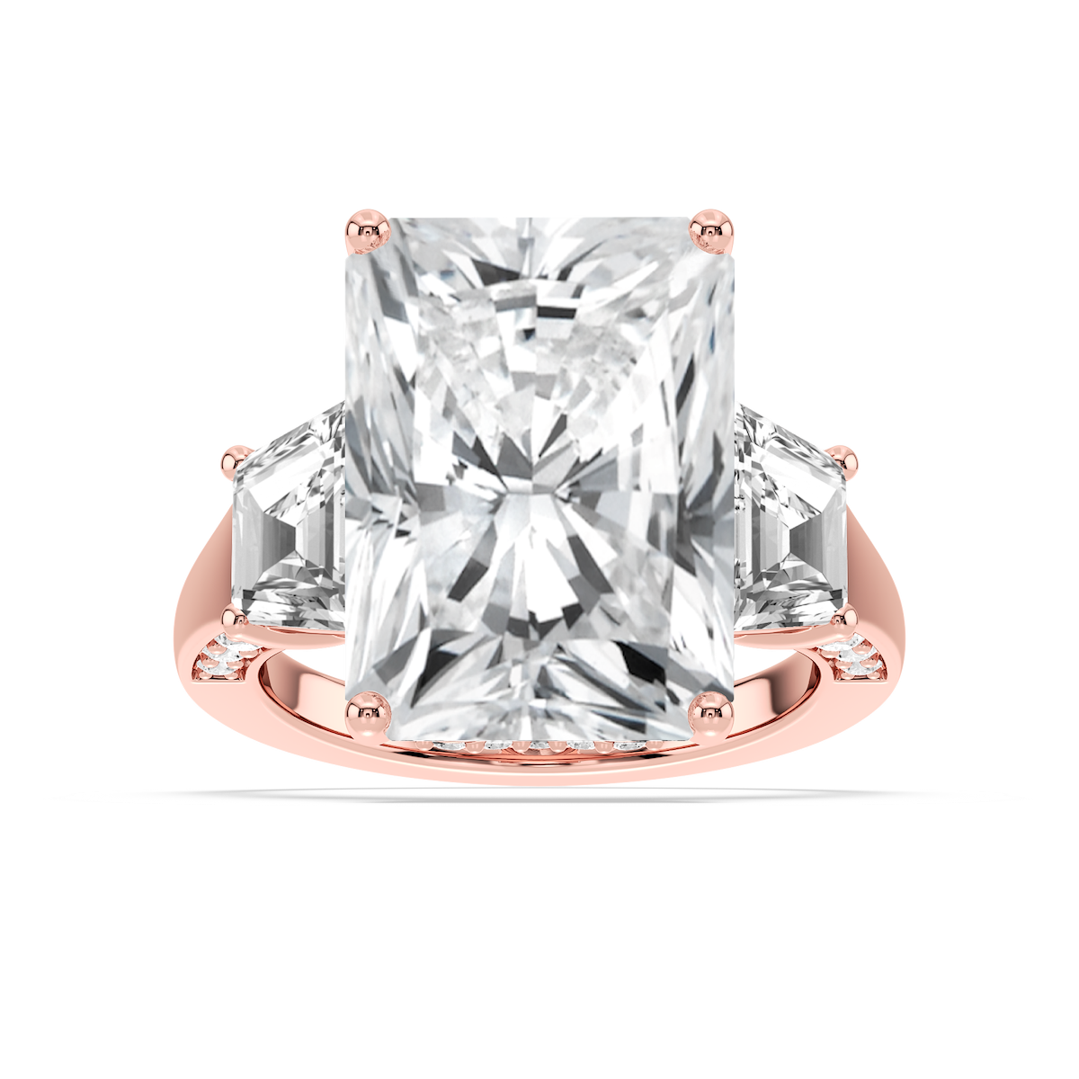 Aniyah 17 ¹⁄₂ ctw Radiant Lab Grown Diamond Three Stone Engagement Ring - Signature Collection