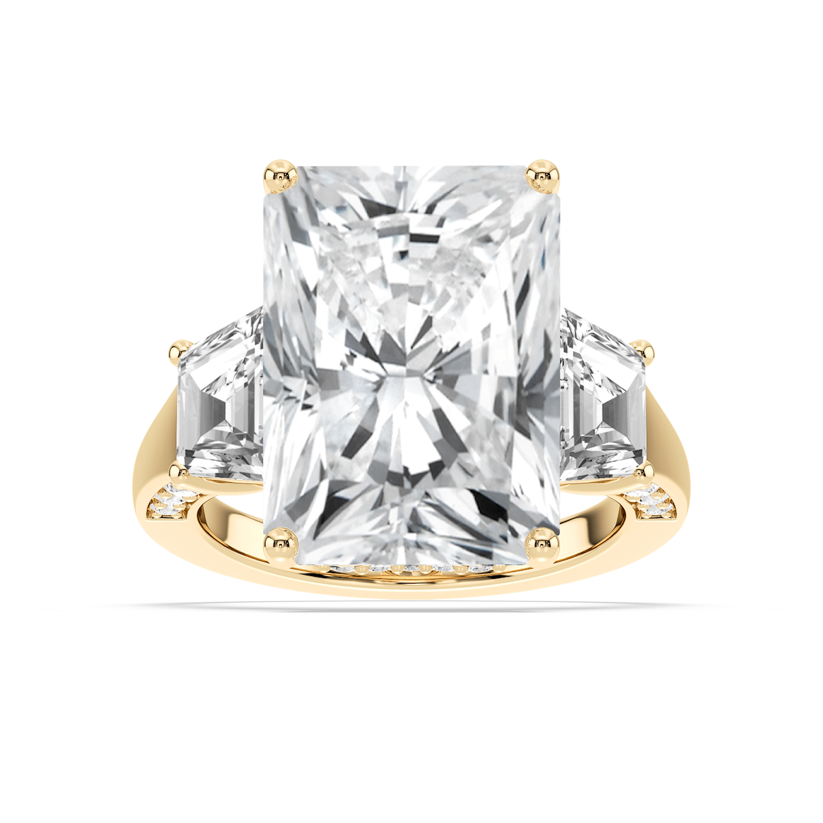 Aniyah 17 ¹⁄₂ ctw Radiant Lab Grown Diamond Three Stone Engagement Ring - Signature Collection