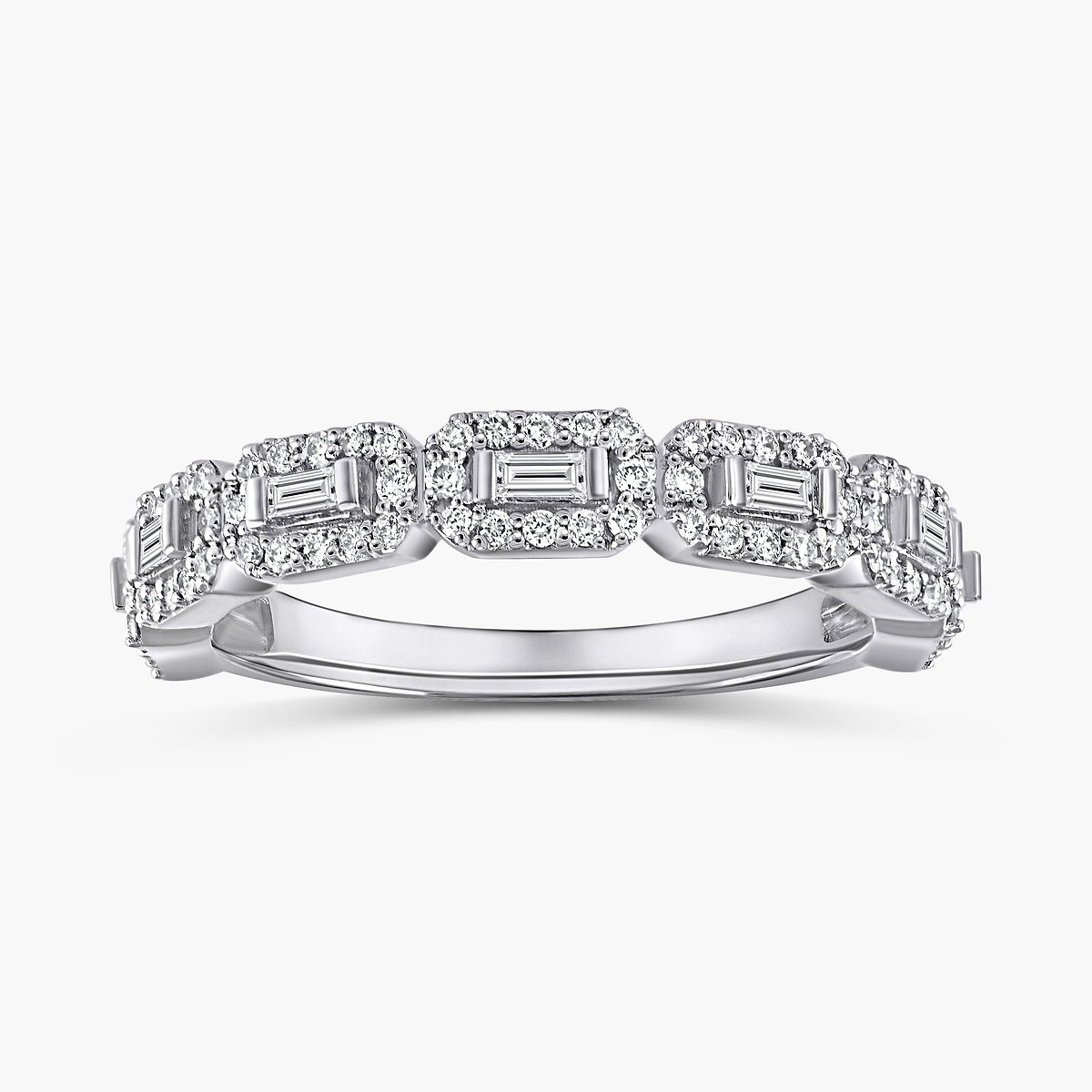 Baguette and Round Diamond Halo Band