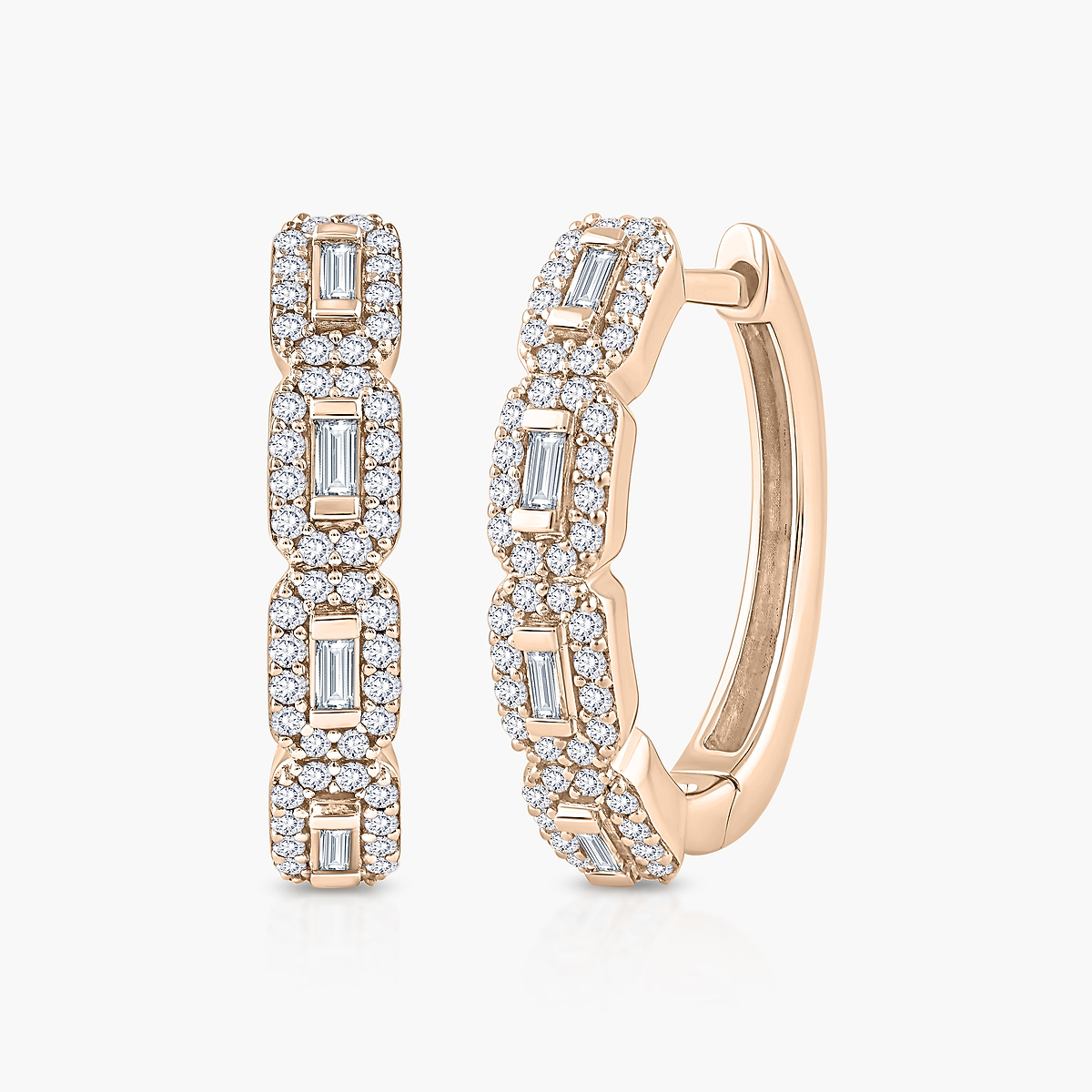 Baguette Halo Huggie Hoop Earrings