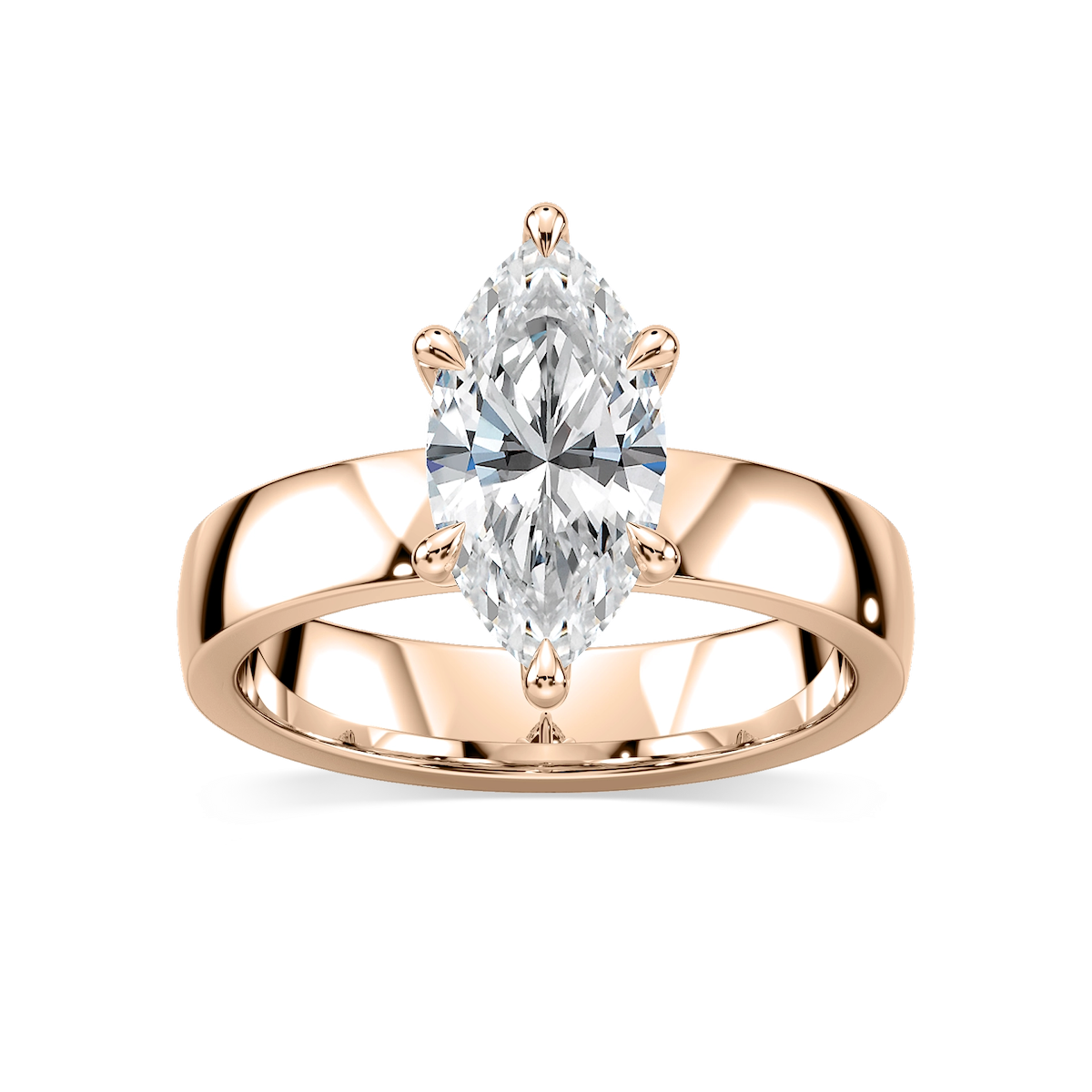 Maya Marquise Lab Grown Diamond 4mm Cigar Band Solitaire Engagement Ring