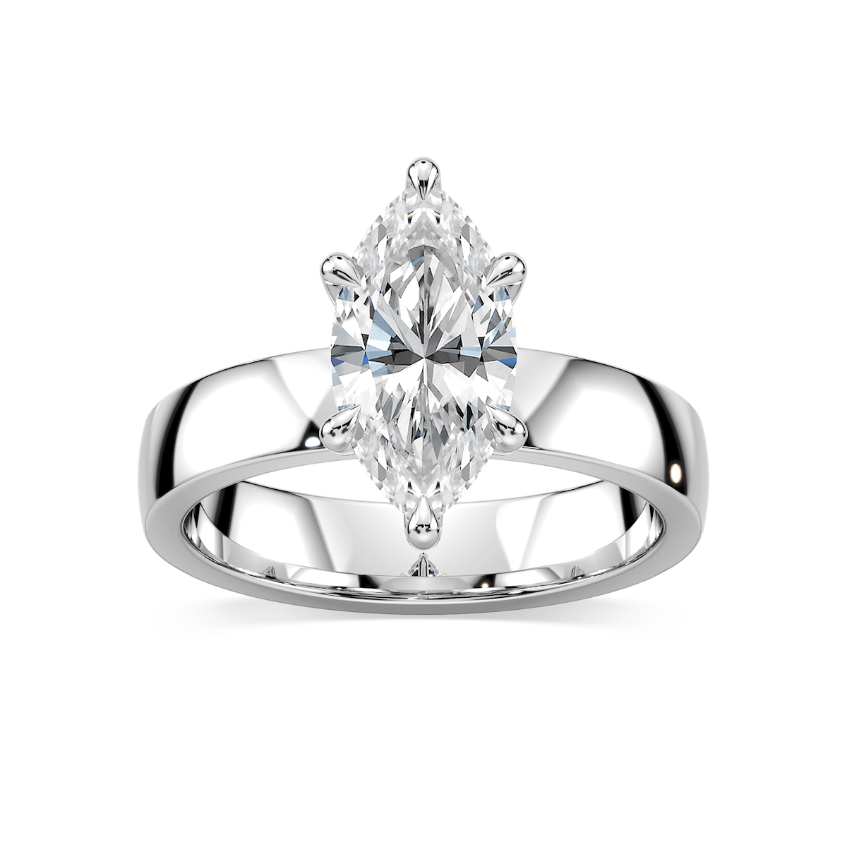 Maya Marquise Lab Grown Diamond 4mm Cigar Band Solitaire Engagement Ring