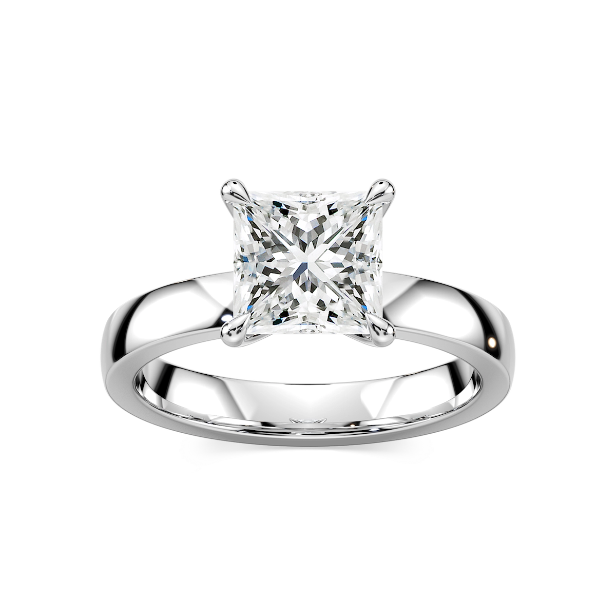Maya Princess Lab Grown Diamond 3mm Cigar Band Solitaire Engagement Ring