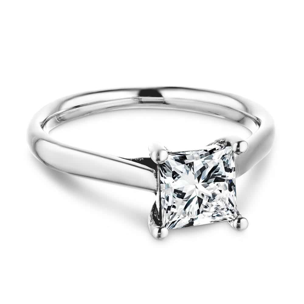 Shown with a 1.0ct Princess cut Lab-Grown Diamond in recycled 14K white gold | solitaire engagement ring 1.0ct Princess cut Lab-Grown Diamond in recycled 14K white gold
