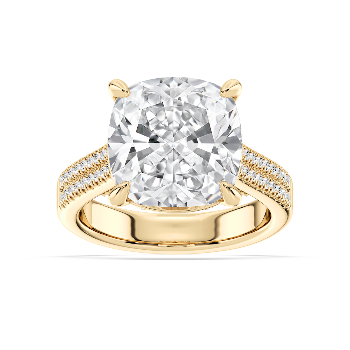 Brandy 10 ²⁄₅ ctw Cushion Lab Grown Diamond Double Row Side Stone Engagement Ring - Signature Collection