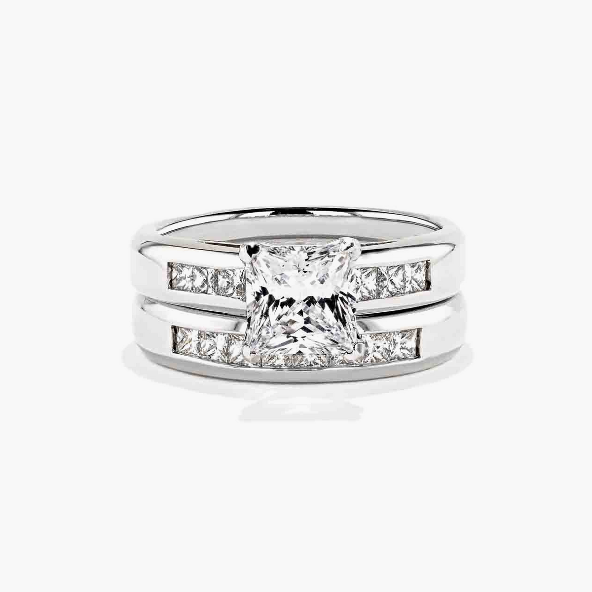 1.5ct Princess Cut Diamond Hybrid® Melanie Wedding Set (RTS)