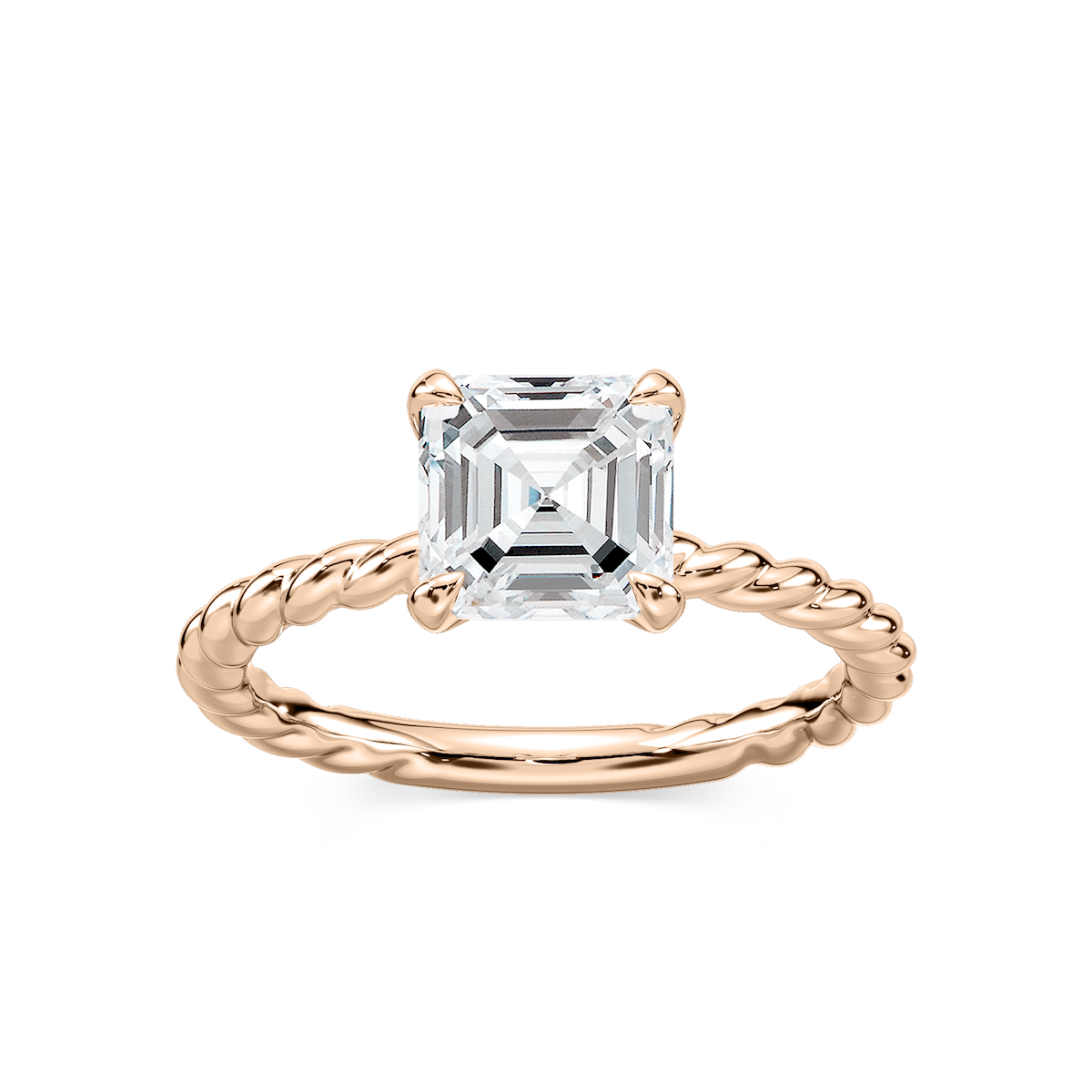Cali Asscher Lab Grown Diamond Rope Solitaire Engagement Ring