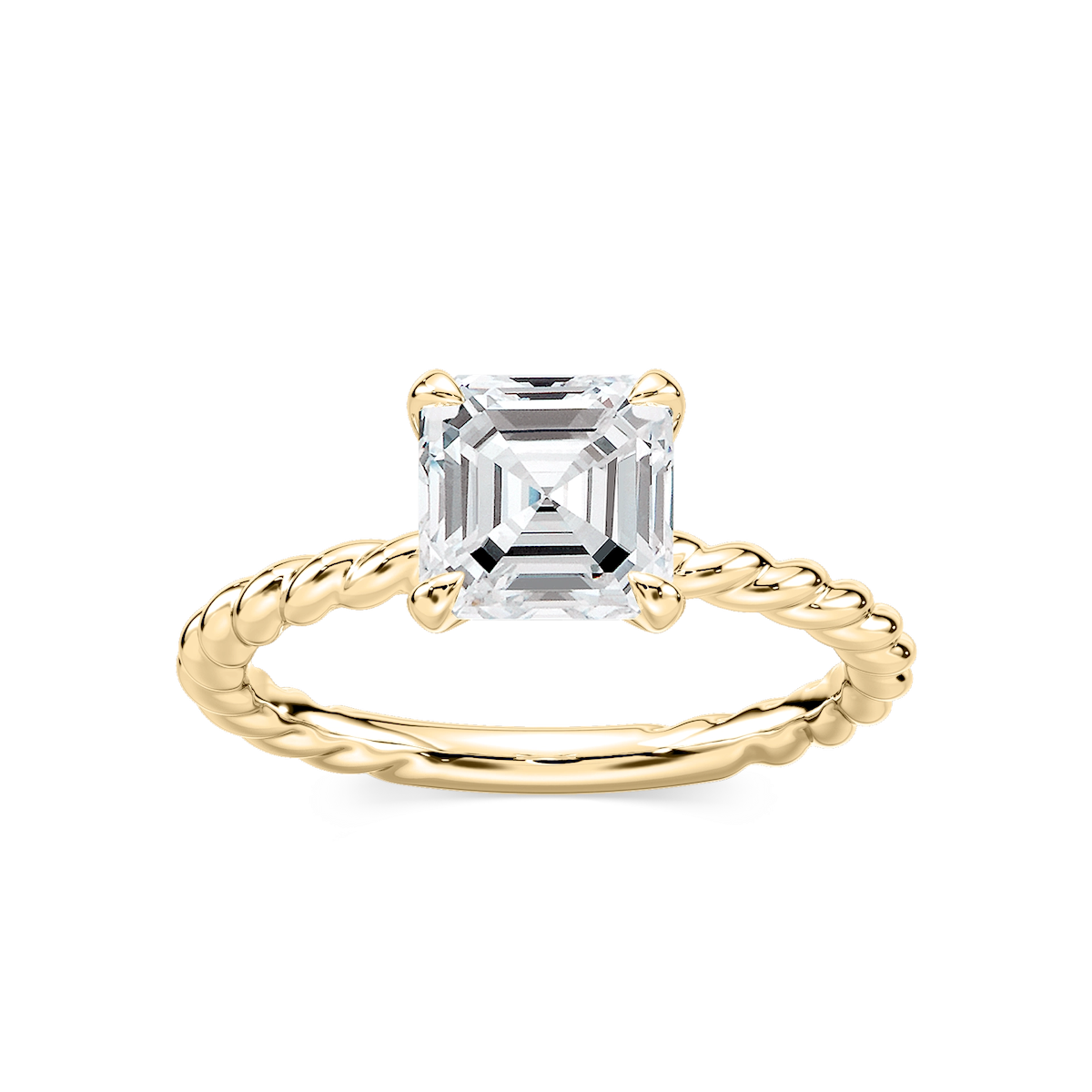 Cali Asscher Lab Grown Diamond Rope Solitaire Engagement Ring