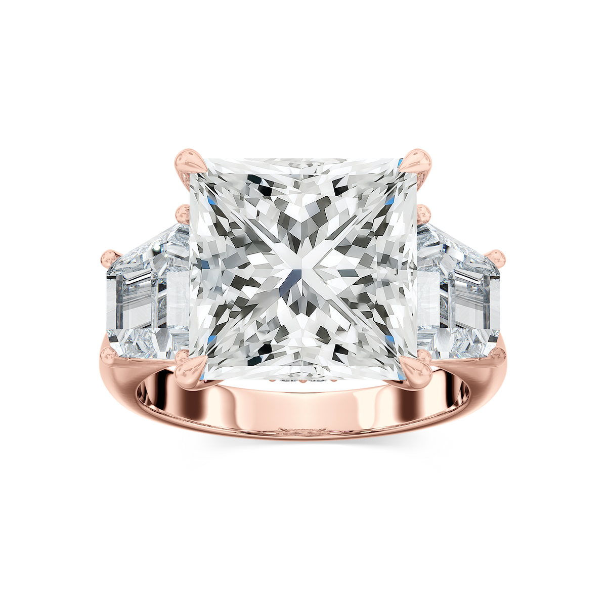 Catherine 12 ctw Princess Lab Grown Diamond Three Stone Engagement Ring - Signature Collection