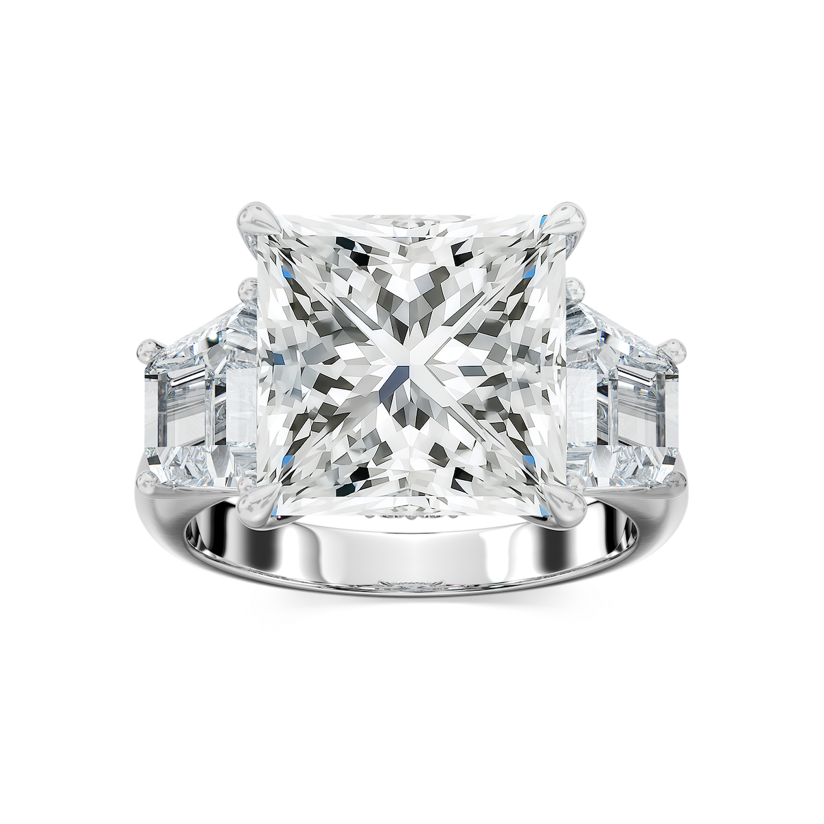 Catherine 12 ctw Princess Lab Grown Diamond Three Stone Engagement Ring - Signature Collection