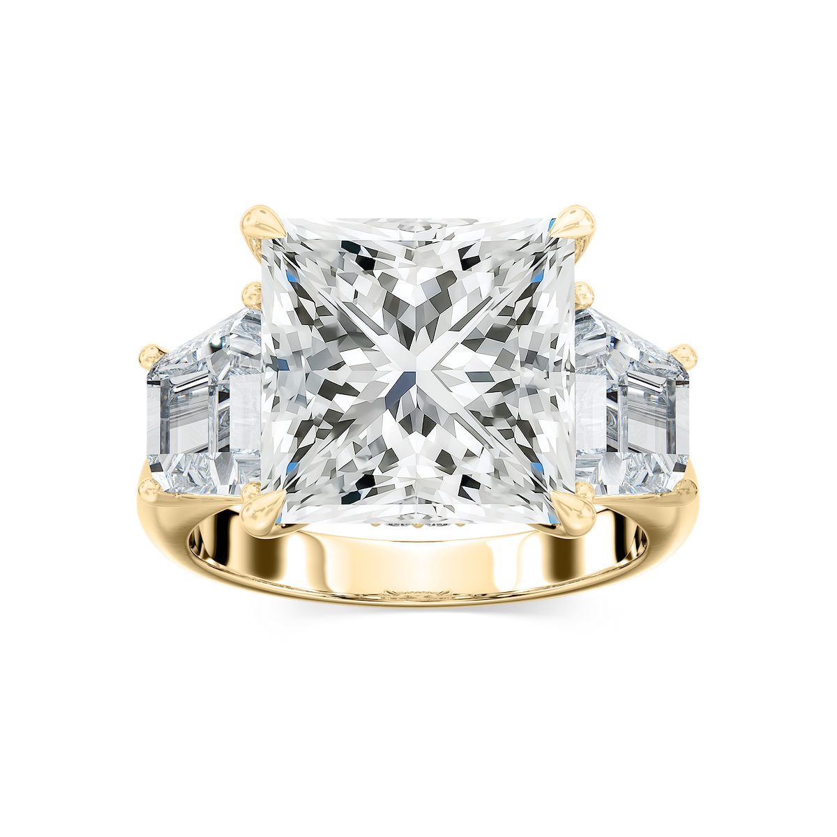 Catherine 12 ctw Princess Lab Grown Diamond Three Stone Engagement Ring - Signature Collection