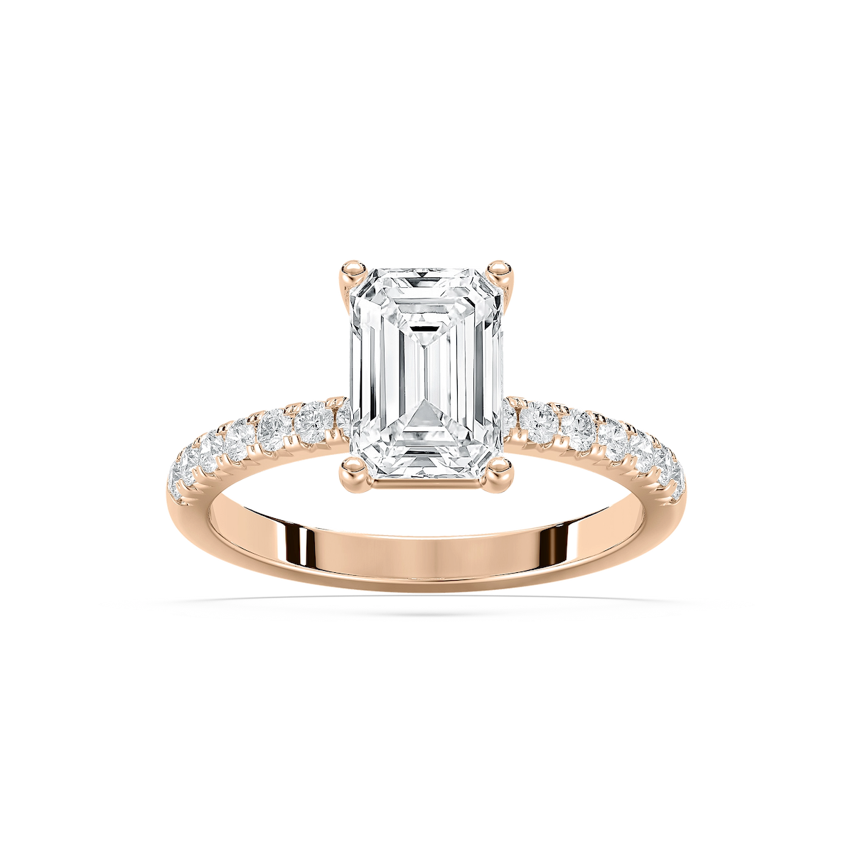 Celine 2 ¹⁄₂ ctw Emerald Lab Grown Diamond French Pave Side Stone Engagement Ring